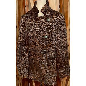 roz & ALI animal print/jacquard trench coat. Size XL.